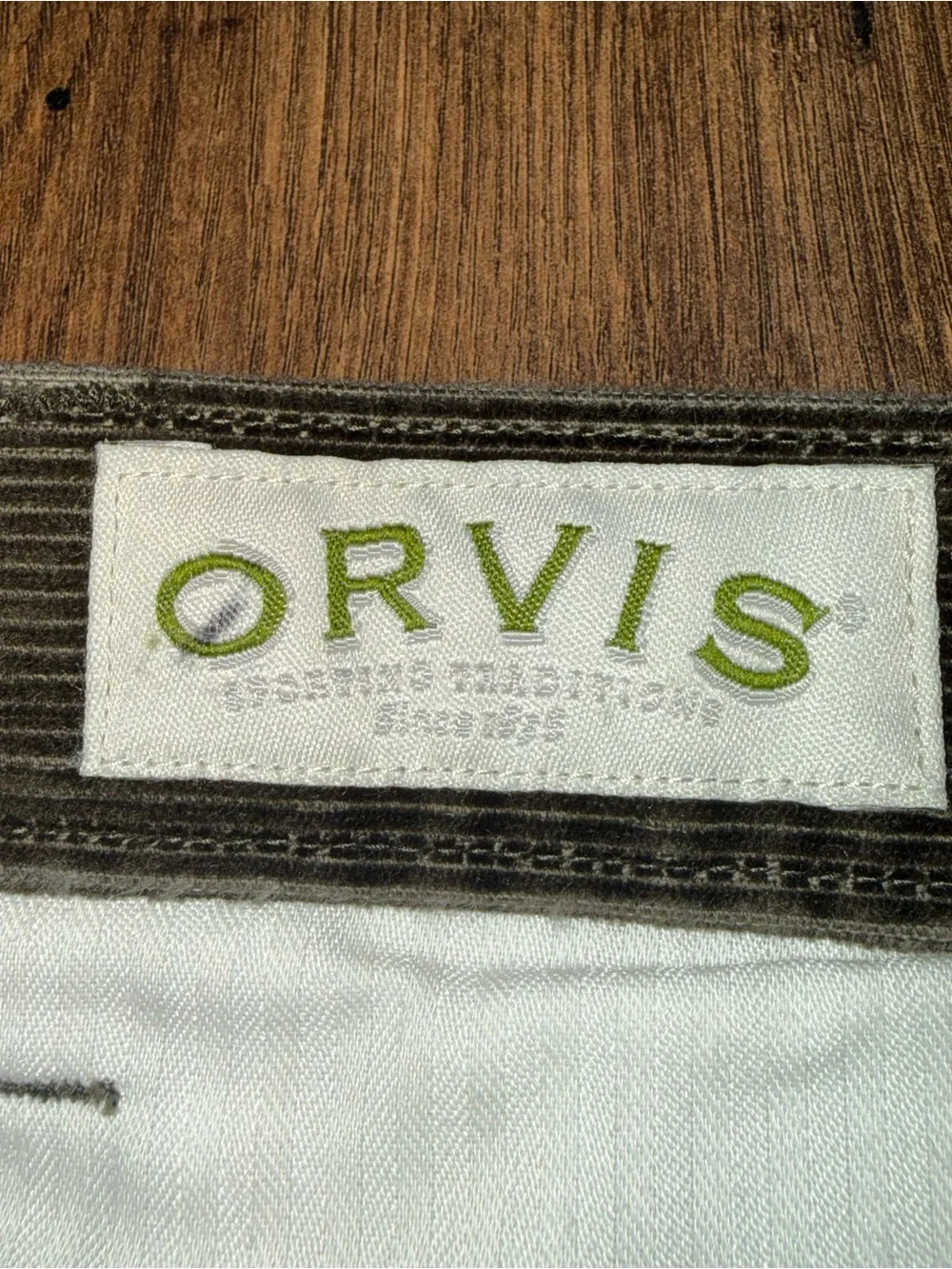 Orvis Men’s 36 Dark Olive Green Corduroy Pants Classic Straight Leg Cotton